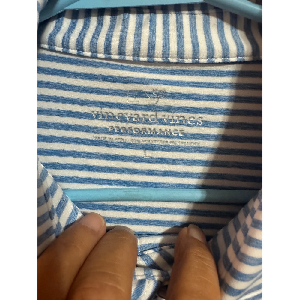 Vineyard Vines Performance Polo L Blue White Stripe Choate Rosemary Hall
